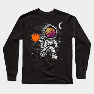 Astronaut Basketball HEX Coin To The Moon HEX Crypto Token Cryptocurrency Blockchain Wallet Birthday Gift For Men Women Kids Long Sleeve T-Shirt